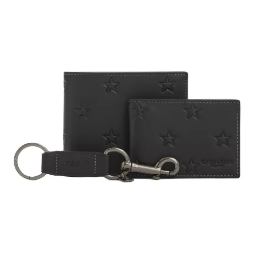 COACH Boxed3 IN 1 Wallet Smooth Calf Leather Wallet Men's Black