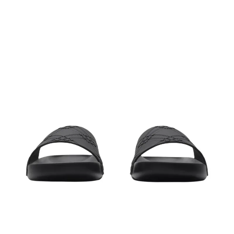 Burberry Rubber Sole Slip Resistant Slide Slippers Men's Black-2