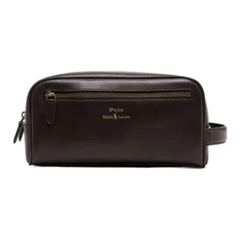 Polo Ralph Lauren Cow Leather Clutch Toiletry Bag Men's Brown