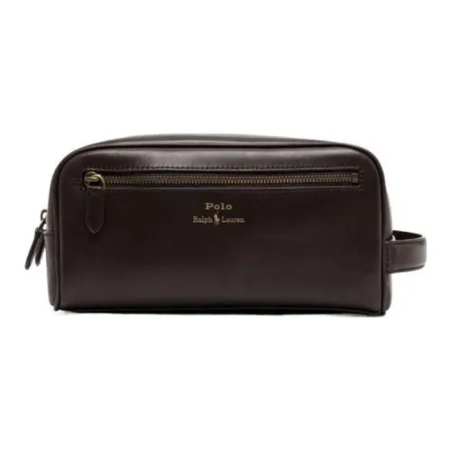 Polo Ralph Lauren Cow Leather Clutch Toiletry Bag Men's Brown