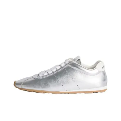 MIU MIU Mordore FW24 Holiday Collection Plume Low Top Casual Shoes Women's Silver