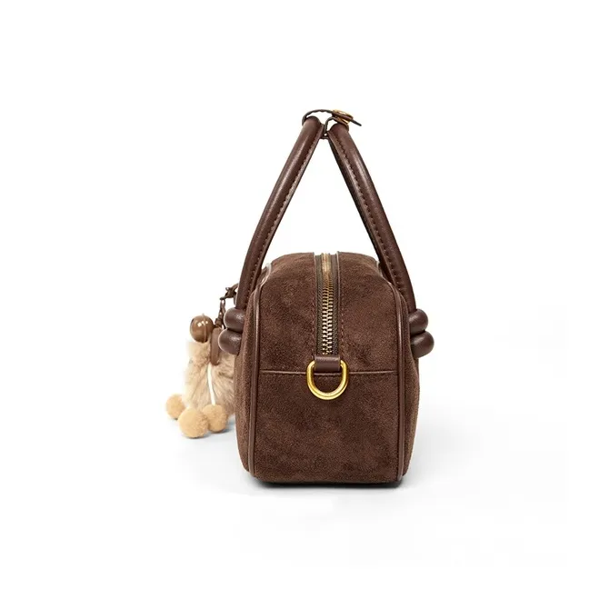 Teenmix Cow Leather Handbag, Crossbody Bag, Shoulder Bag, Bowling Bag Trumpets Women's Coffee/Caramel/Dark Blue-4