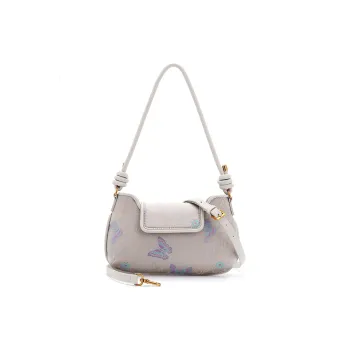 Pivsnu Song Brocade Genuine Silk With Cow Leather Shoulder Bag Women's Gray