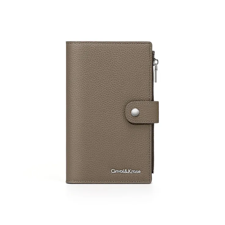 Simvay Clos Cow Leather With Synthetic Leather Wallet Women's Elephant Gray/Black-1