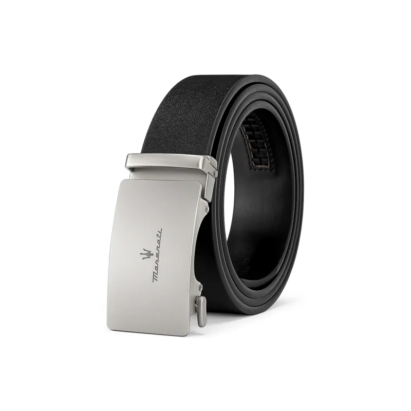 Maserati Cow Split Leather Belts Men's Black 3.5cm-0