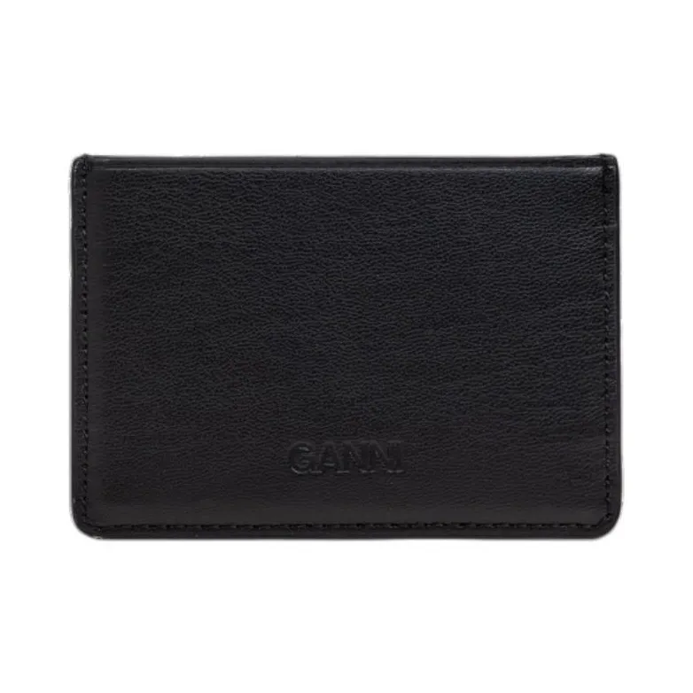 GANNI Leather Card Holder Men's Black-1