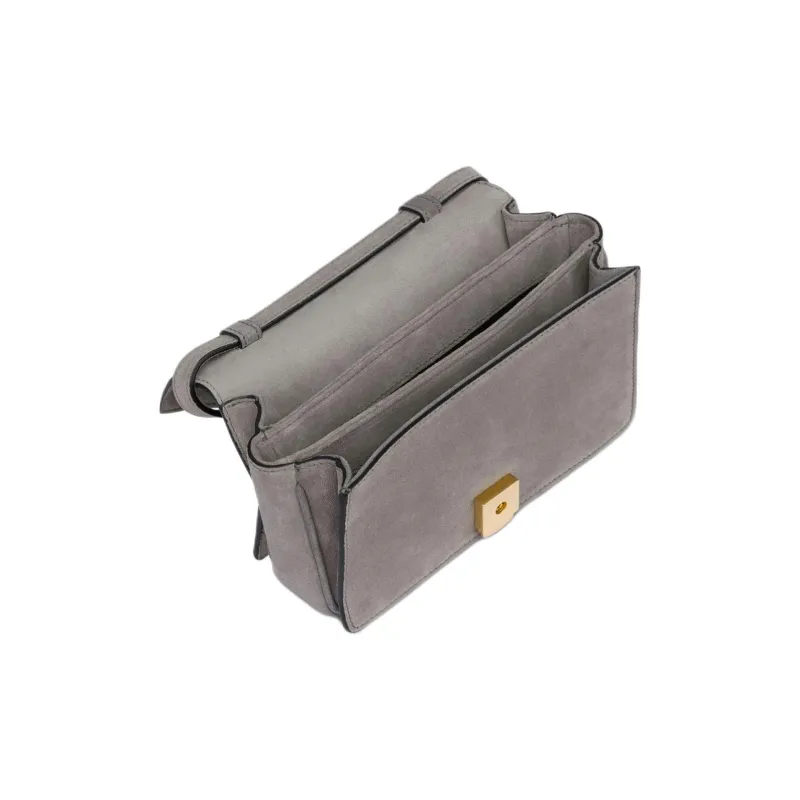 MOSCHINO Calfskin Crossbody Bag Shoulder Bag Small Size Women's Gray-2