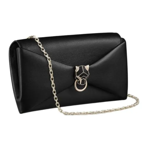 CARTIER Panthère De Cartier Calfskin Clutch Women's Black