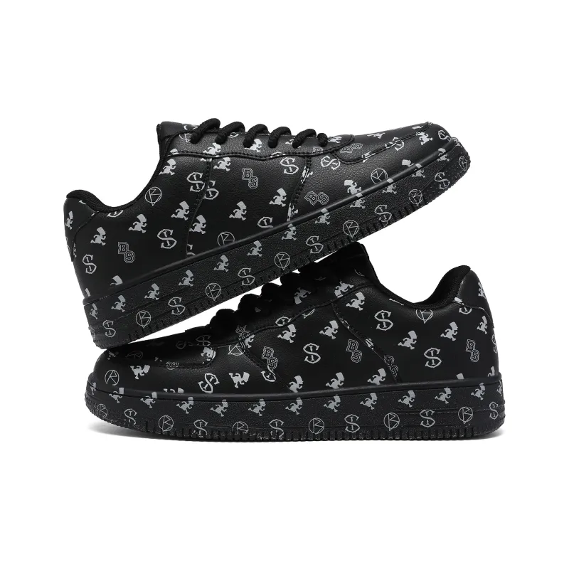 The Simpsons Skateboard Shoes Unisex Low Top Black/Tiffany Blue/White-1