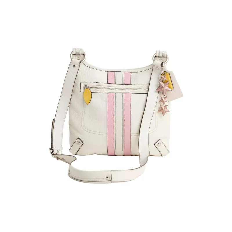 COACH Penelope Leather Shoulder Bag Crossbody Bag Large Size Women's White & Pink-0