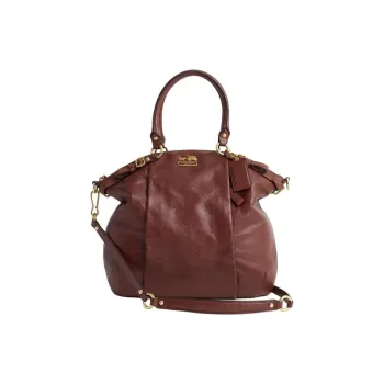 COACH Lindsey Leather One Shoulder Handbag Crossbody Bag Large Size Women's Brass