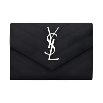 SAINT LAURENT Quilting Leather Envelope Wallets Small Size Women's Black
