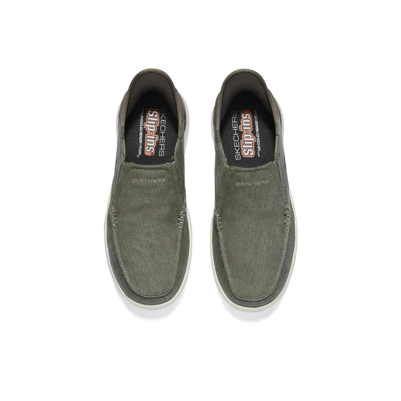 Skechers Slip Ins Slip Ins Technology Cushioned Slip Resistant Low Top Casual Shoes Men's Khaki-3