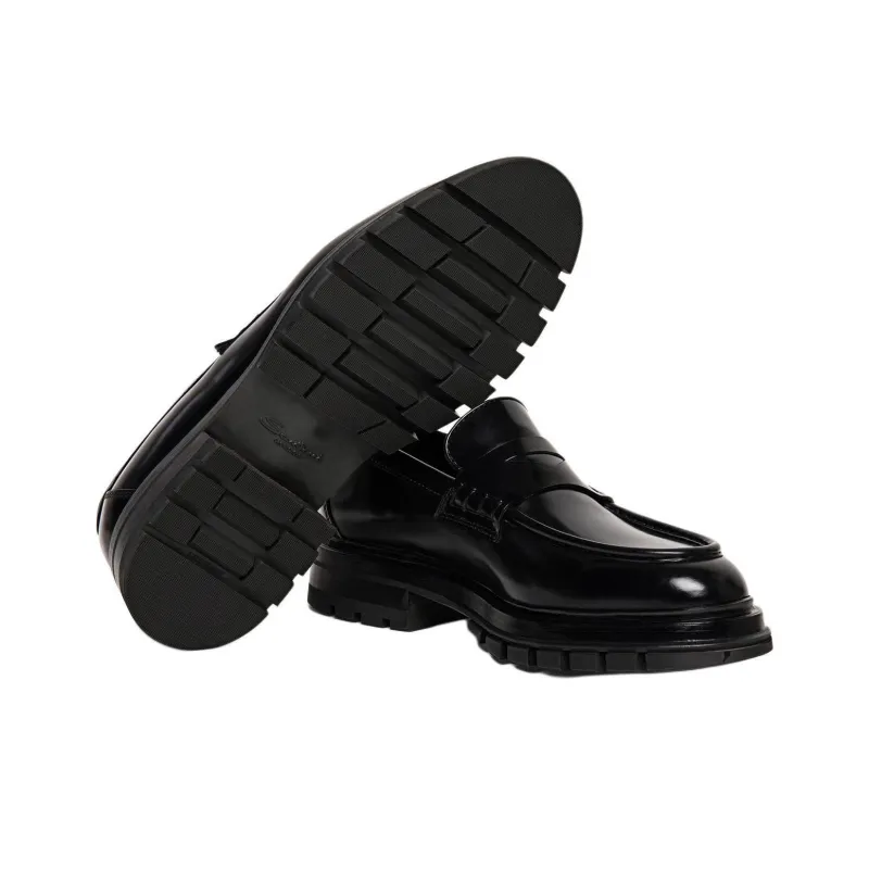 Santoni Lug sole Leather Penny Loafers-4