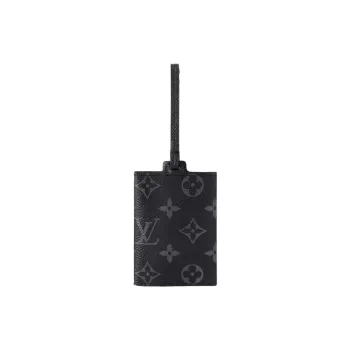 LOUIS VUITTON Taïga Cow Leather With Monogram Coated Canvas Card Clip Card Holder Men's Black