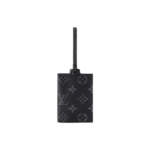 LOUIS VUITTON Taïga Cow Leather With Monogram Coated Canvas Card Clip Card Holder Men's Black