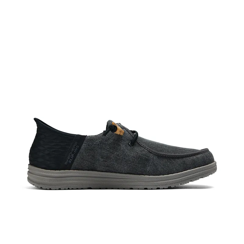 Skechers Slip Ins Anti Slip Wear Resistant Low Top Canvas Shoes Men's Black-1