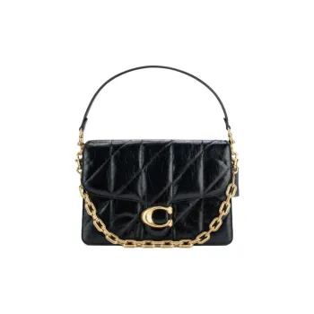 COACH ChainTabby Cow Leather Portable Crossbody Bag, Shoulder Bag Tubas Women's Black