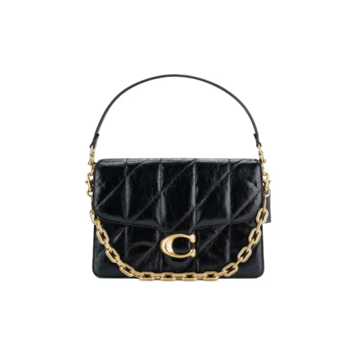 COACH ChainTabby Cow Leather Portable Crossbody Bag, Shoulder Bag Large Size Women's Black