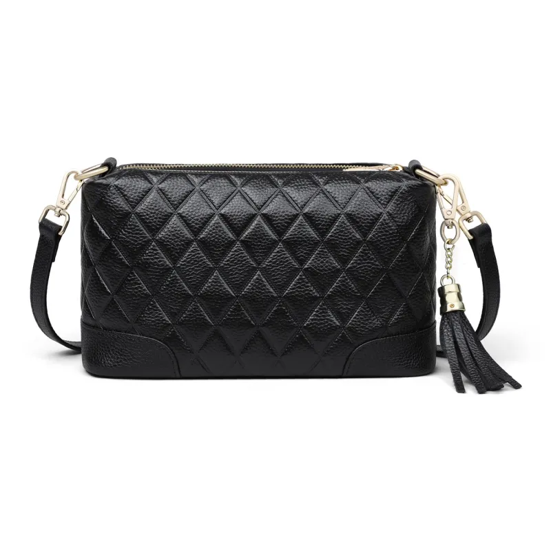COMELY Cow Leather With Synthetic Leather Shoulder Bag, Crossbody Bag Regular Women's Black-2
