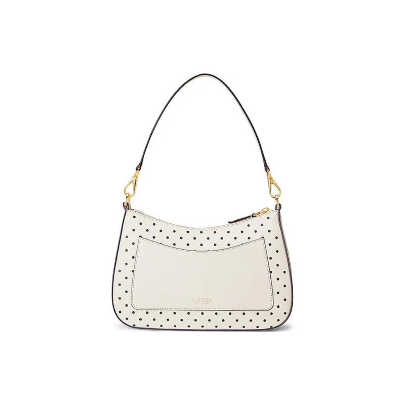 Polo Ralph Lauren Cross-Stitch Leather Portable Crossbody Bag Shoulder Bag Medium Size Women's White-2