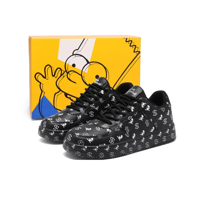 The Simpsons Skateboard Shoes Unisex Low Top Black/Tiffany Blue/White-0