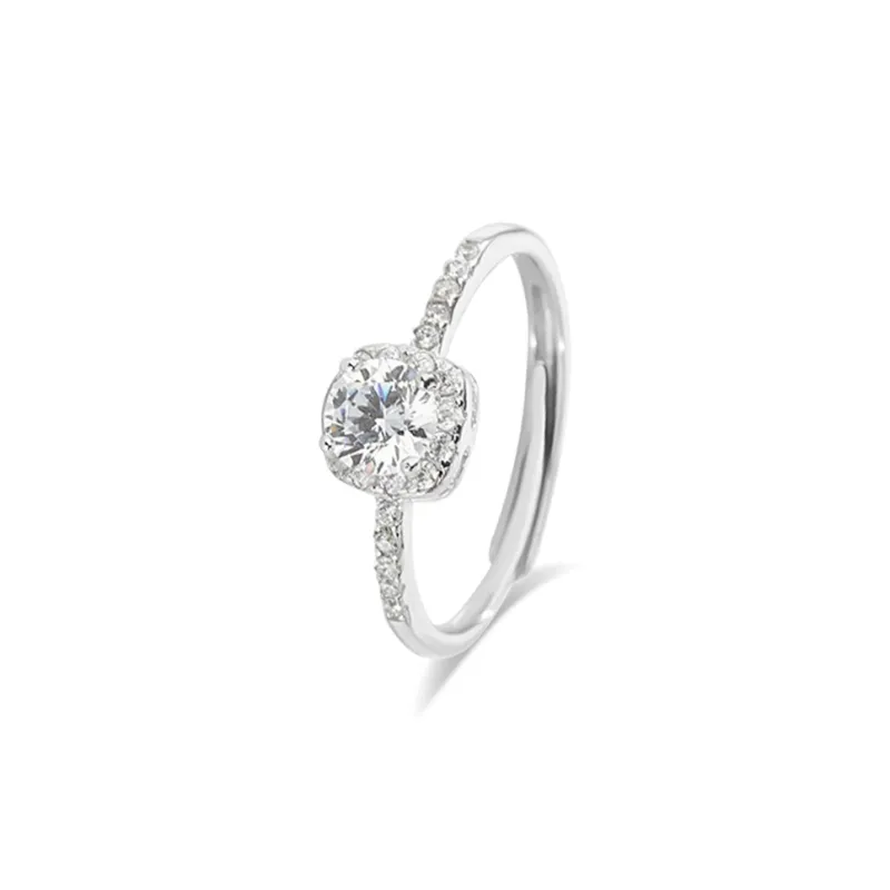 Muyan S925 Silver Small Square Candy Ring Women's-0