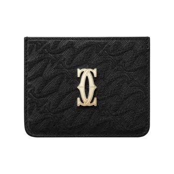 CARTIER Calfskin Card Holder Women's Black