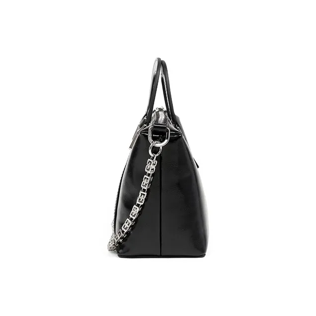 Teenmix Cow Leather Handbag, Crossbody Bag, Shoulder Bag Medium Size Women's Black/Burgundy-2