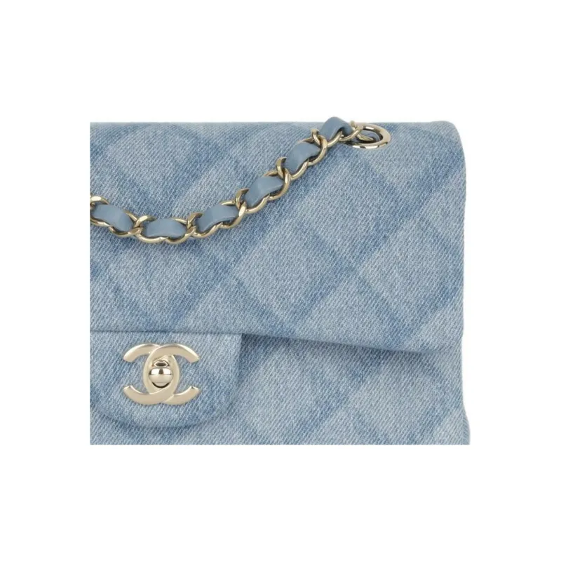 CHANEL Classic Flap CF Denim Crossbody Bag, Shoulder Bag Trumpets Women's Light Blue-2