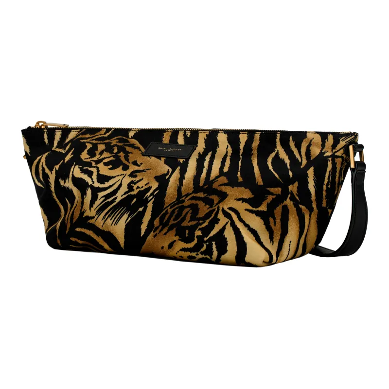 SAINT LAURENT Fabric Crossbody Bag, Shoulder Bag Women's Brown & Yellow & Black-2