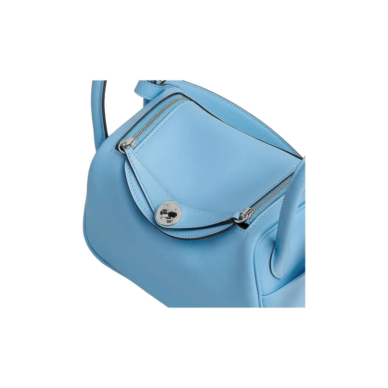 HERMES Lindy Swift Calfskin Shoulder Bag, Crossbody Bag, Handbag Mini Women's 7N Celeste Sky Blue-2