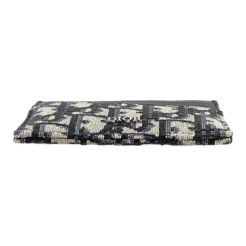 DIOR Embroidery Jacquard With Calfskin Card Holder Card Holder Men's Beige And Black-3