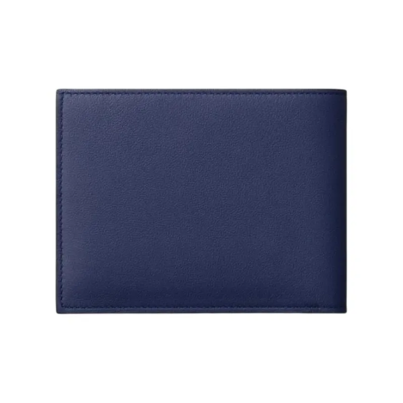 CARTIER Must De Cartier Smooth Calf Leather Wallet Unisex Blue-1