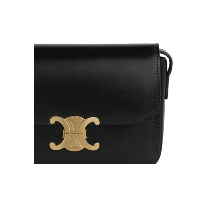 CELINE Triomphe Arc De Triomphe Cow Leather Shoulder Bag Crossbody Bag Extra Mini Women's Black-3