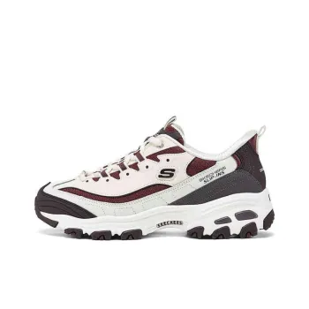 Skechers Anti Slip Wear Resistant Low Top Chunky Sneakers Women's White Brown
