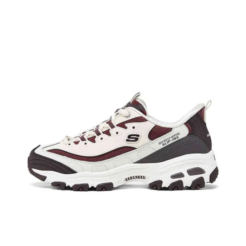 Skechers Anti-Slip Wear-Resistant Low-Top Chunky Sneakers Women's White Brown-0