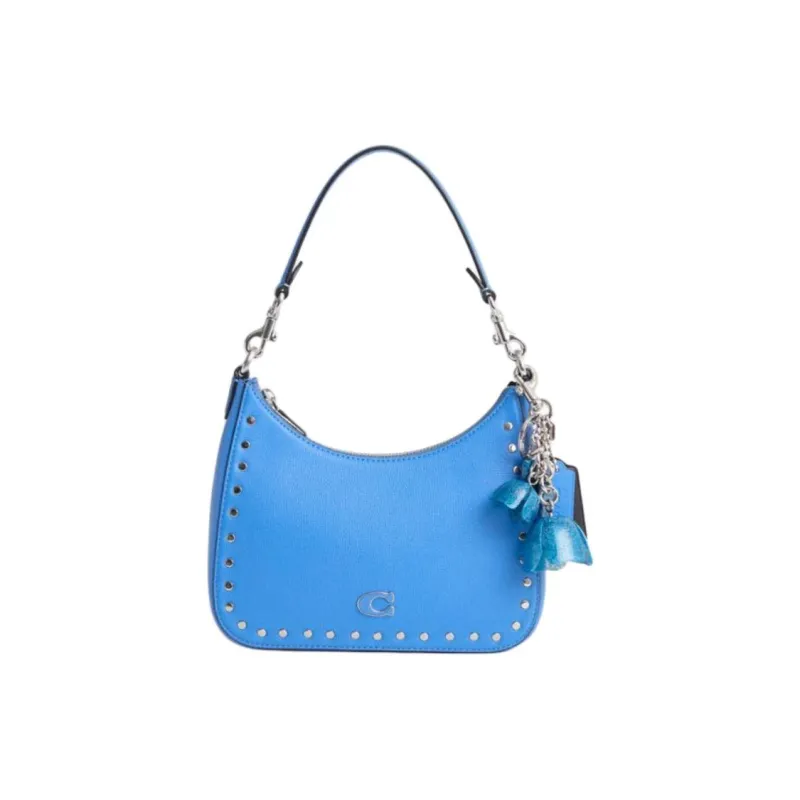 COACH Hobo Leather Shoulder Bag Crossbody Bag Small Size Women's Blueberry-0