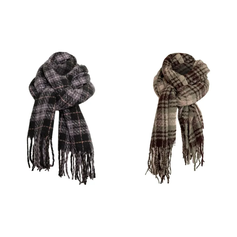 Tokyo Season Polyester Knit Scarves Unisex Purple Green-8