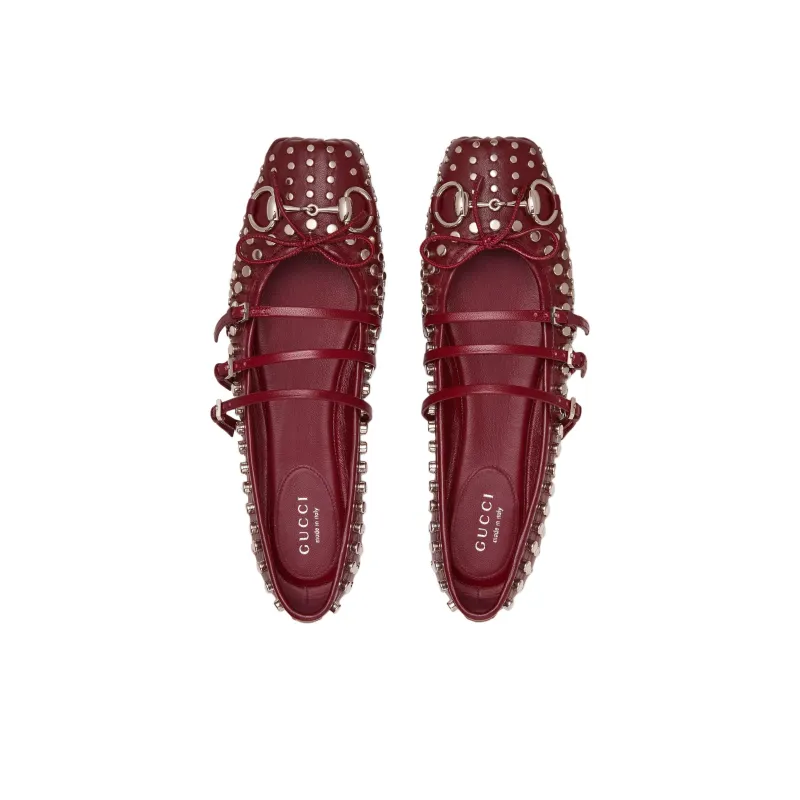 GUCCI Horsebit Casual Single Shoes Women's Red-3