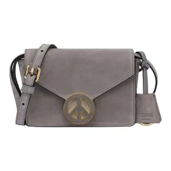 MOSCHINO Calfskin Crossbody Bag Shoulder Bag Small Size Women's Gray