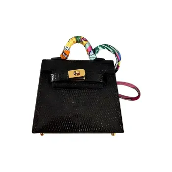HERMES Kelly Twilly Lizard Skin Pendant Charm With Pendant Women's Black