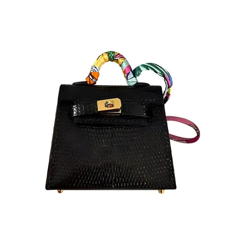 HERMES Kelly Twilly Lizard Skin Pendant Charm With Pendant Women's Black-0