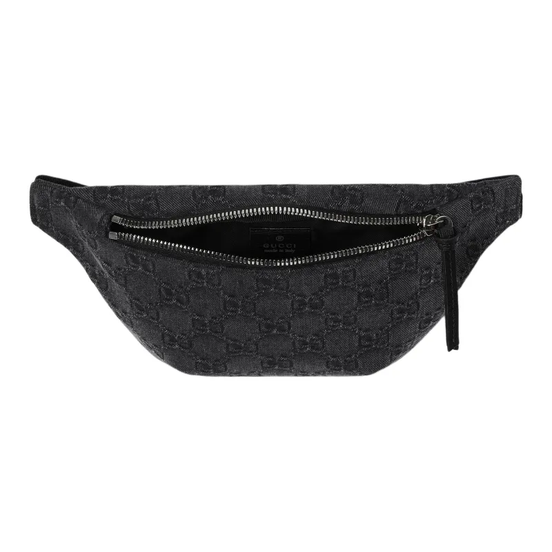 GUCCI Denim One Shoulder Crossbody Fanny Pack Kids' Black-4