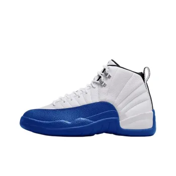 Jordan Air Jordan 12 Anti Slip Wear Resistant High Top Children's Basketball Shoes White Blue Teenagers