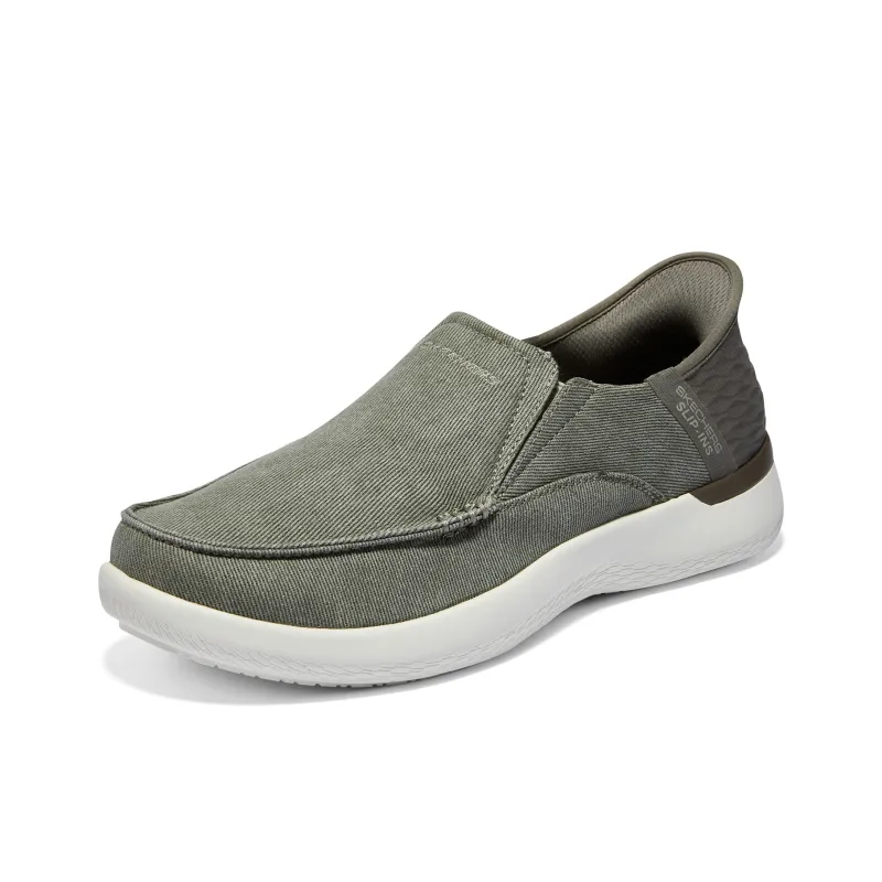 Skechers Slip Ins Slip Ins Technology Cushioned Slip Resistant Low Top Casual Shoes Men's Khaki-2