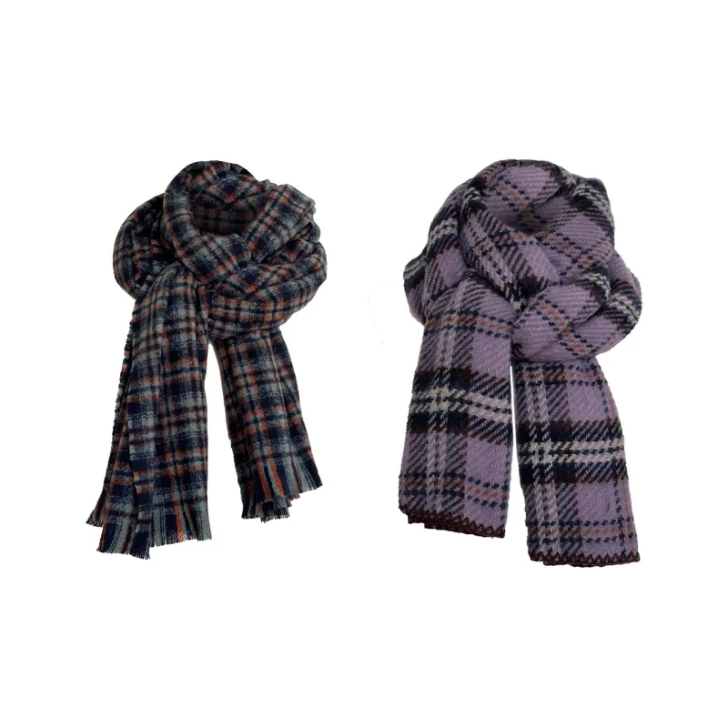 Tokyo Season Polyester Knit Scarves Unisex Purple Green-16