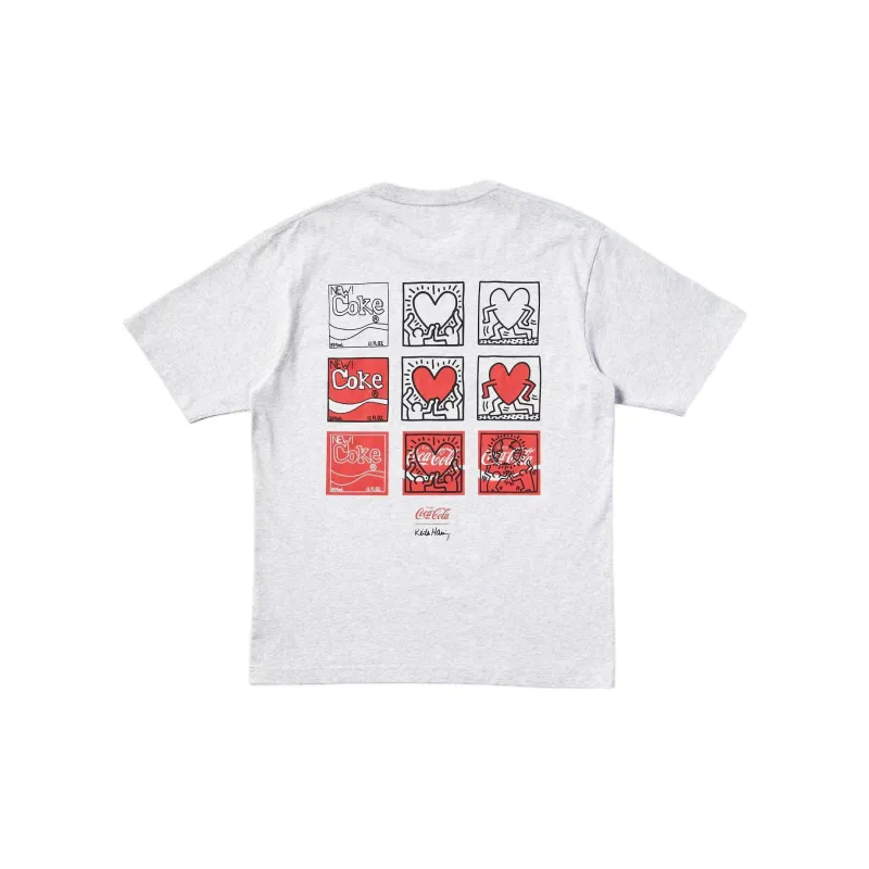 Coca cola X Keith Haring X UNIQLO Keith Haring X Coca Cola Collaboration T Shirts Unisex Gray-1