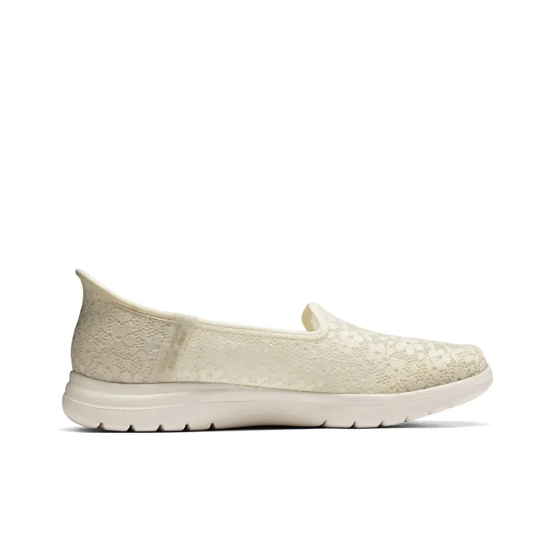 Skechers Lace Unlined Shoes Durable Breathable Low Top Casual Shoes Women's Ivory-1