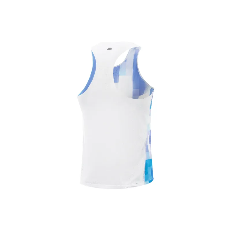 LiNing Running Collection Tank Top Men's Standard White/Fluorescent Star Purple/Island Blue All Over Print-1